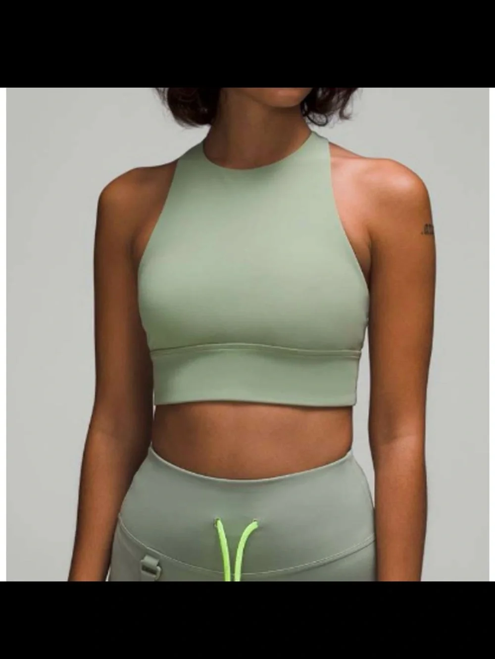 Lululemon Energy Olive Green Strappy Sports Bra - High Neck